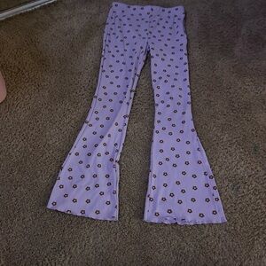 Purple Floral Kids Flared Bottoms